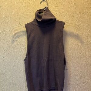 Zara Gray Sleeveless Turtleneck Tank Top